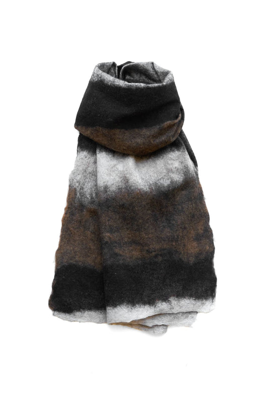 SILVANA MANETTI - CASHMERE WOOL STOLE - BARBARO ICE/BLACK No.38