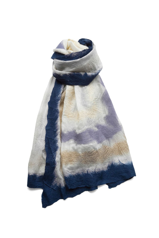 SILVANA MANETTI - CASHMERE MERINO WOOL STOLE - VINCI BLUE/WHITE No.45