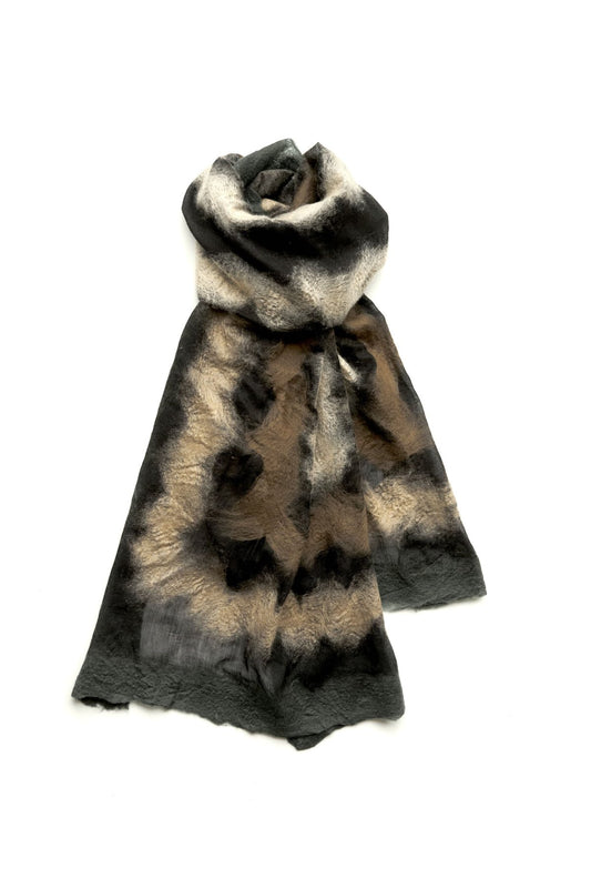 SILVANA MANETTI - CASHMERE MERINO WOOL STOLE - VINCI GREEN/BROWN No.46