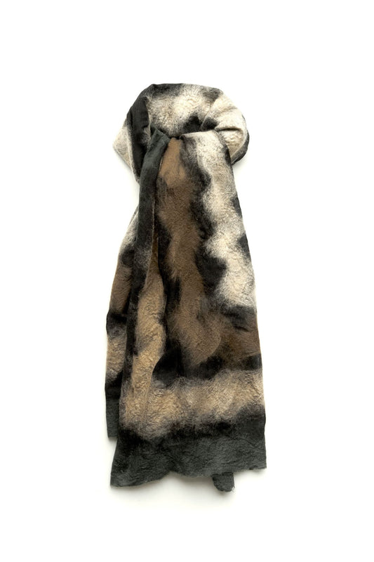 SILVANA MANETTI - CASHMERE MERINO WOOL STOLE - VINCI GREEN/BROWN No.46