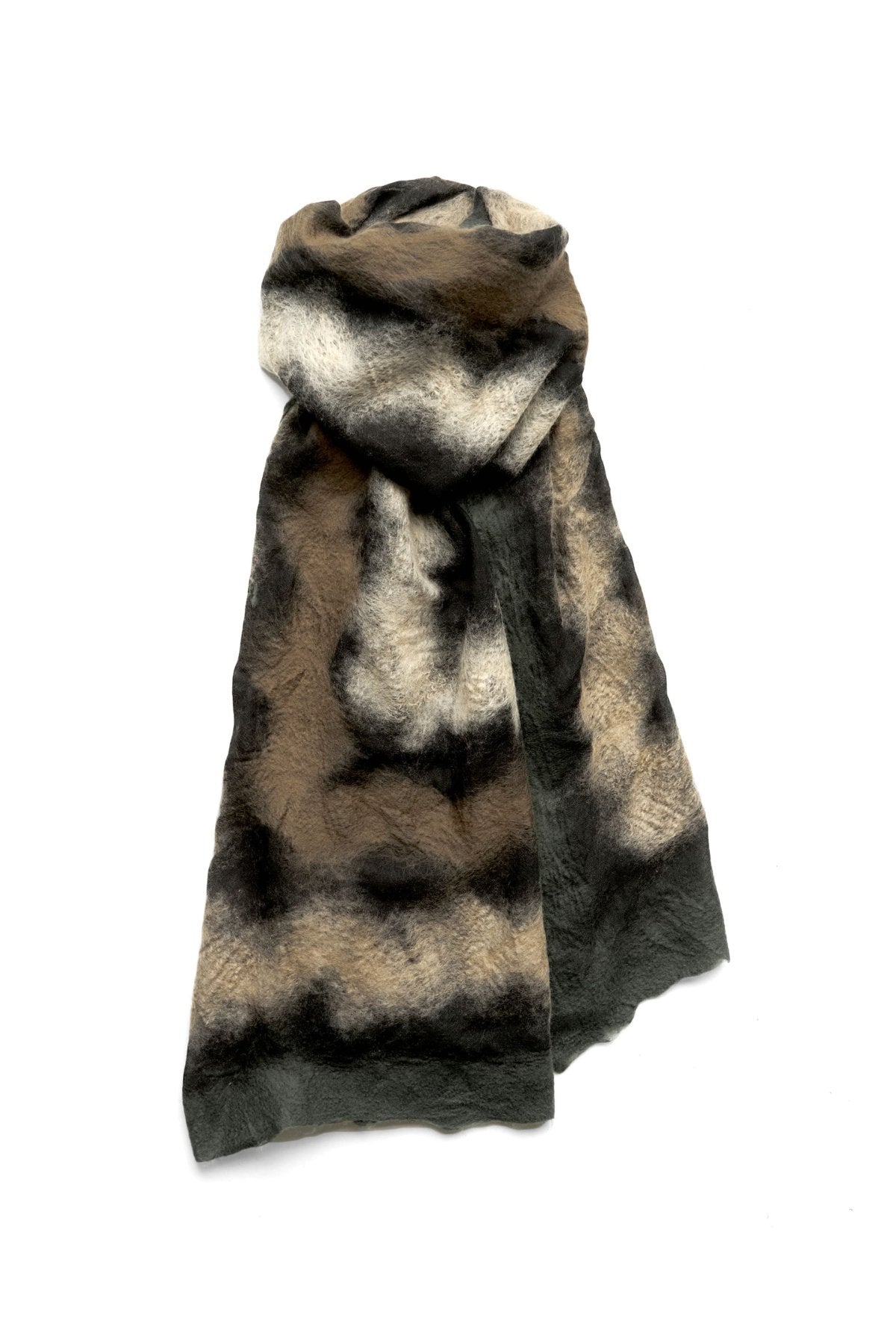 SILVANA MANETTI - CASHMERE MERINO WOOL STOLE - VINCI GREEN/BROWN No.47