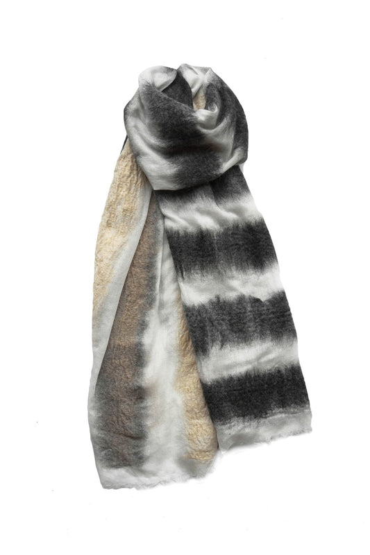 SILVANA MANETTI - CASHMERE STOLE - HERA WHITE/BLACK/BROWN No.48