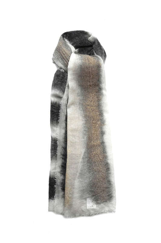 SILVANA MANETTI - CASHMERE STOLE - HERA WHITE/BLACK/BROWN No.48