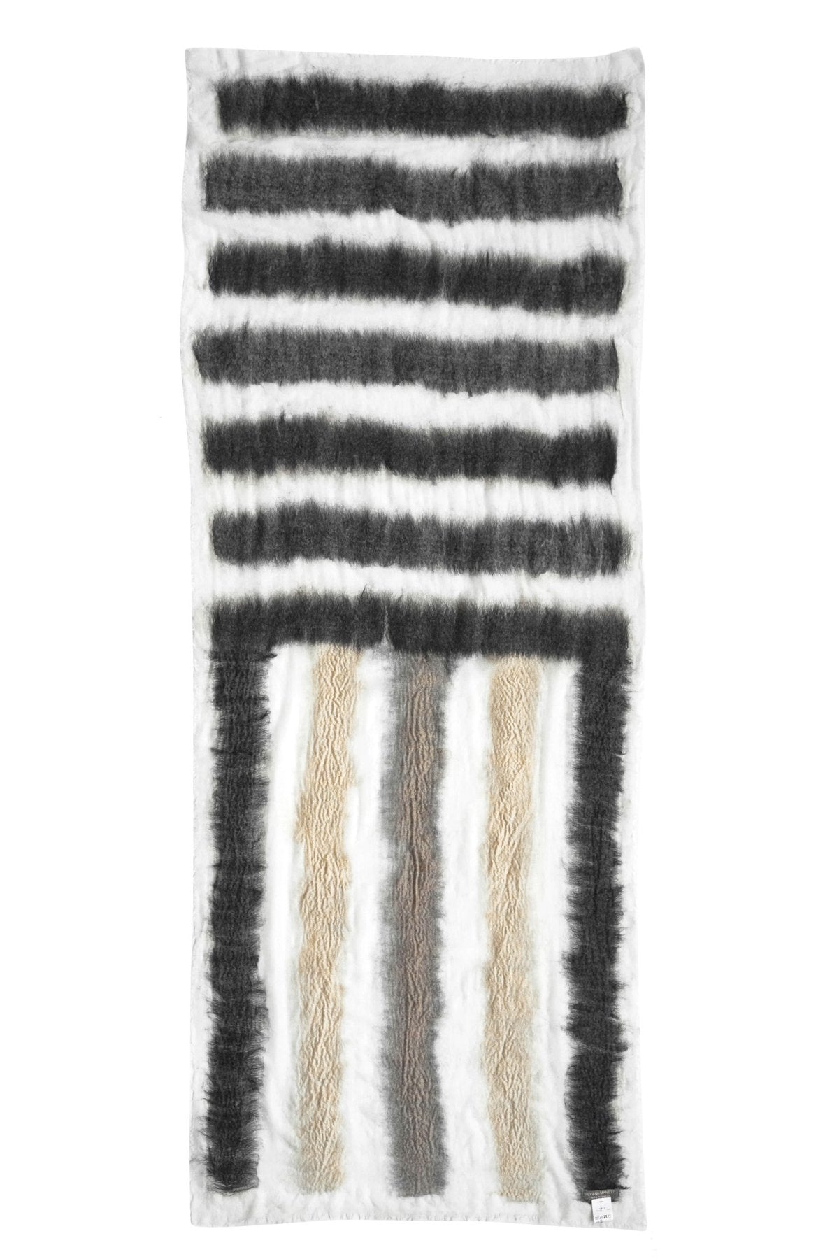 SILVANA MANETTI - CASHMERE STOLE - HERA WHITE/BLACK/BROWN No.48