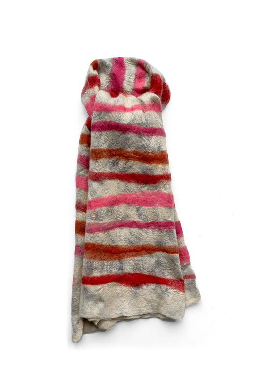 SILVANA MANETTI - SILK CASHMERE STOLE - RULER TNT LIGHT GRAY/PINK/RUST No.54