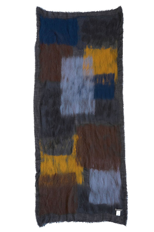 SILVANA MANETTI - CASHMERE WOOL STOLE - OLYMPIA DARK BROWN/MUSTARD No.55