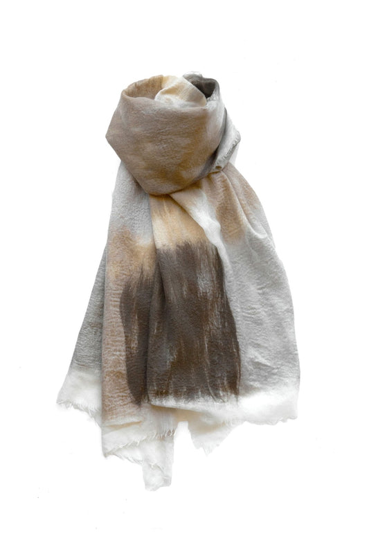 SILVANA MANETTI - CASHMERE WOOL STOLE - OLYMPIA BEIGE/ICE No.58