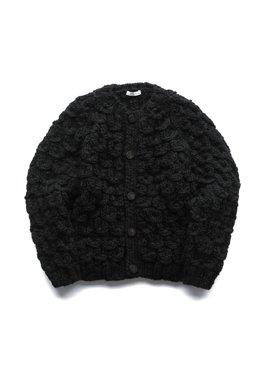 OLD JOE - SHELL PATTERN CREW-NECK COWICHAN - BLACK