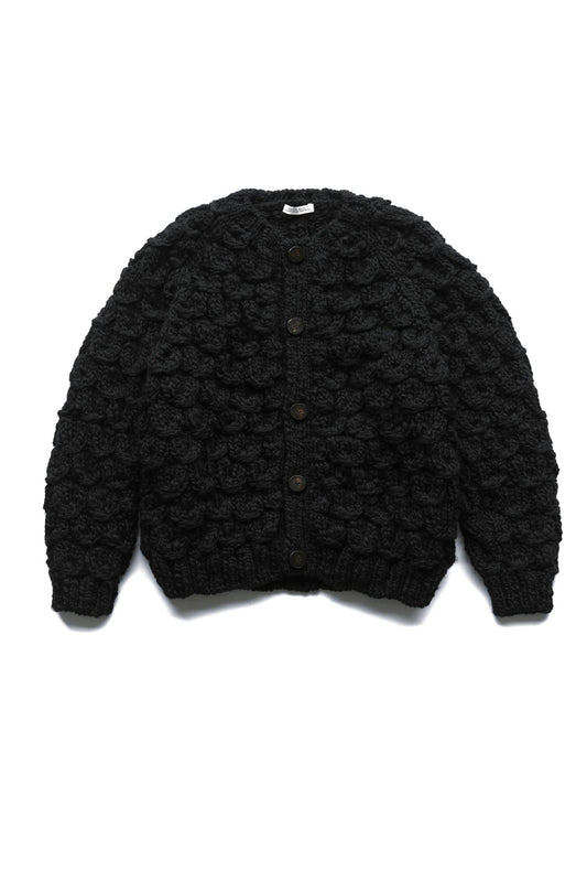 OLD JOE - SHELL PATTERN CREW-NECK COWICHAN - BLACK