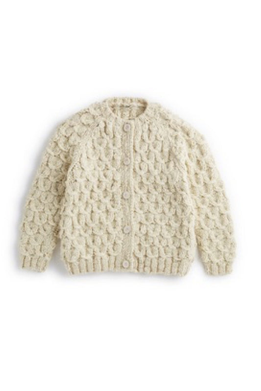 OLD JOE - SHELL PATTERN CREW-NECK COWICHAN - NATURAL