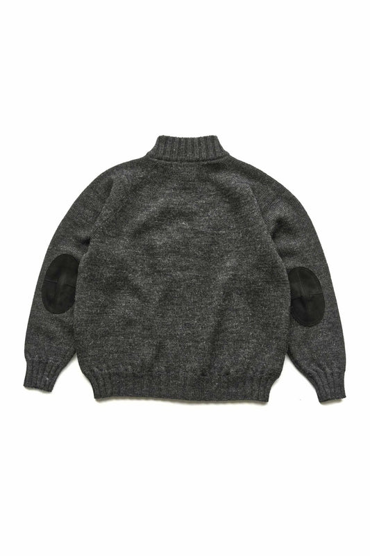 OLD JOE - TWEEDY YARN ZIP SWEATER - GRAPHITE