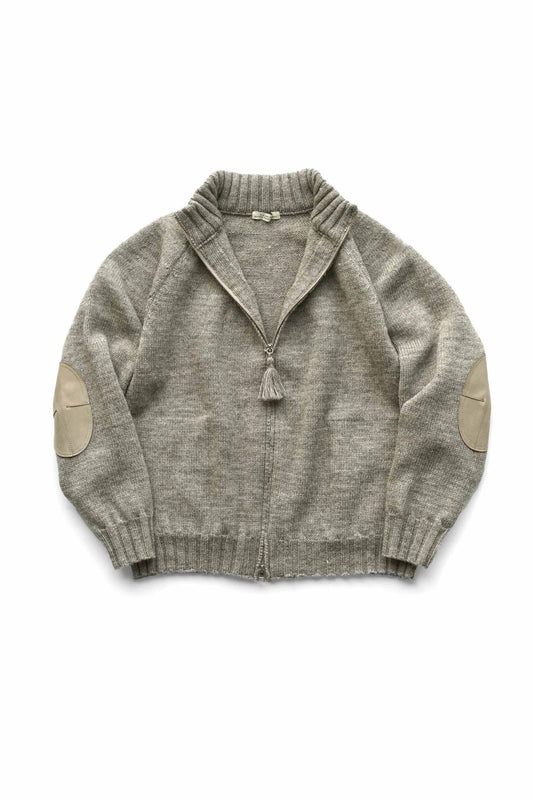 OLD JOE - TWEEDY YARN ZIP SWEATER - MINK