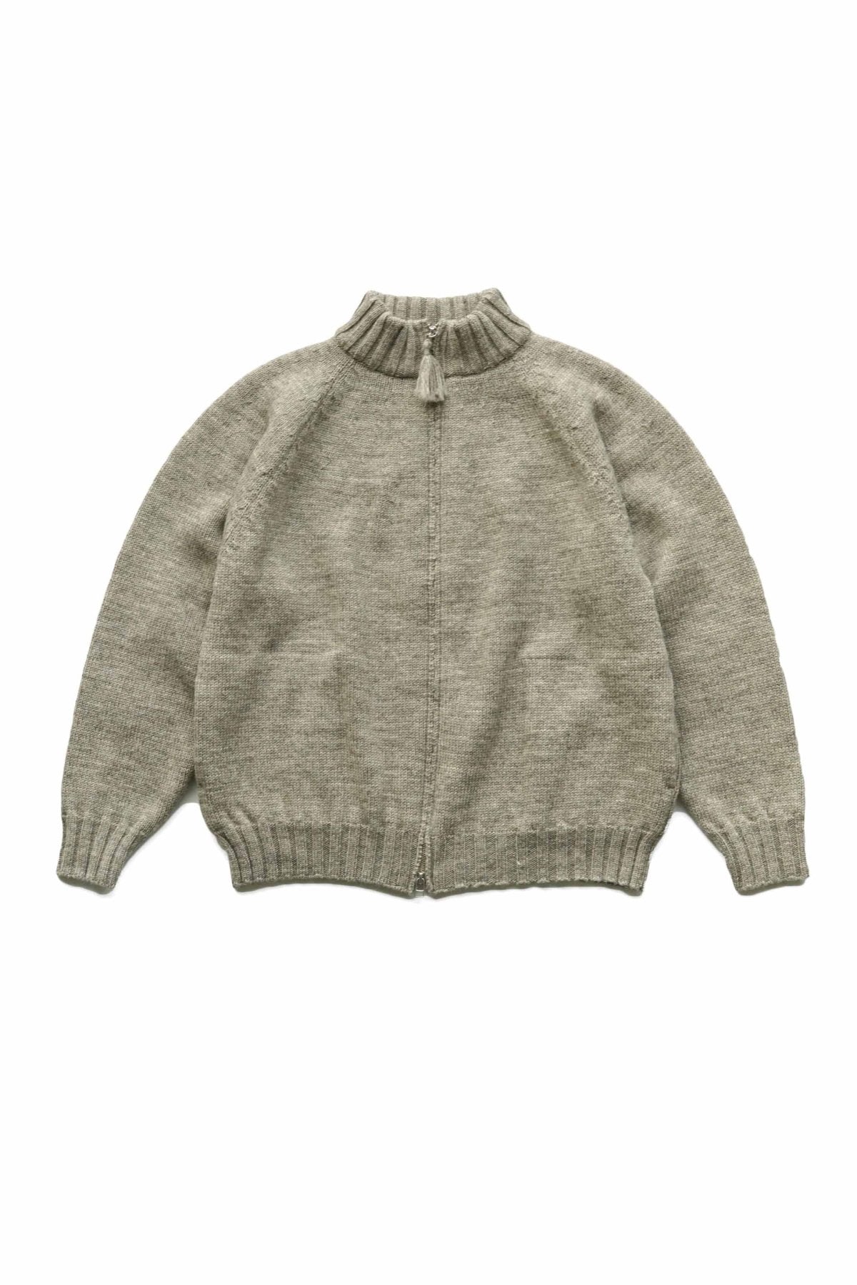 OLD JOE - TWEEDY YARN ZIP SWEATER - MINK