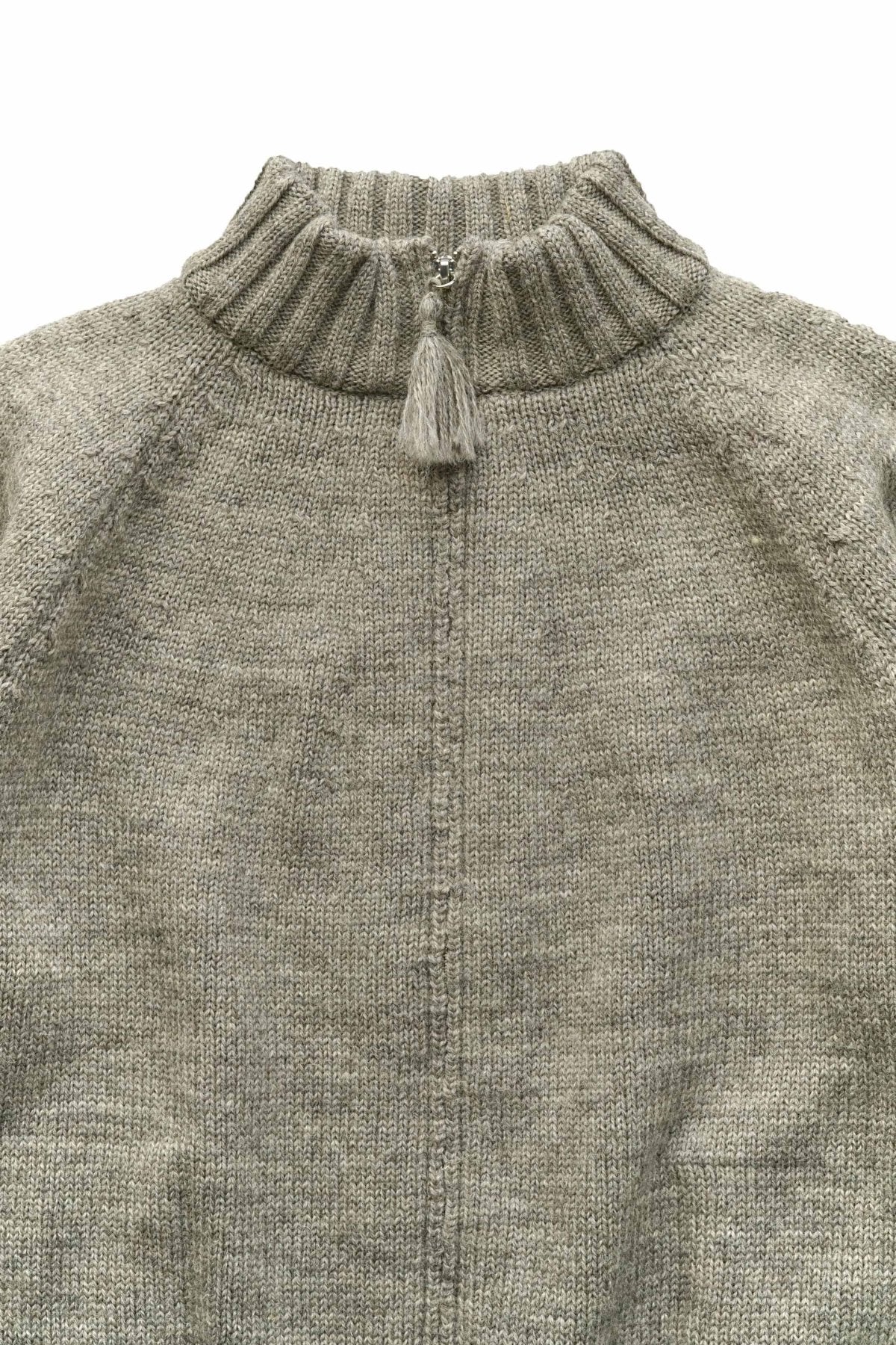 OLD JOE - TWEEDY YARN ZIP SWEATER - MINK