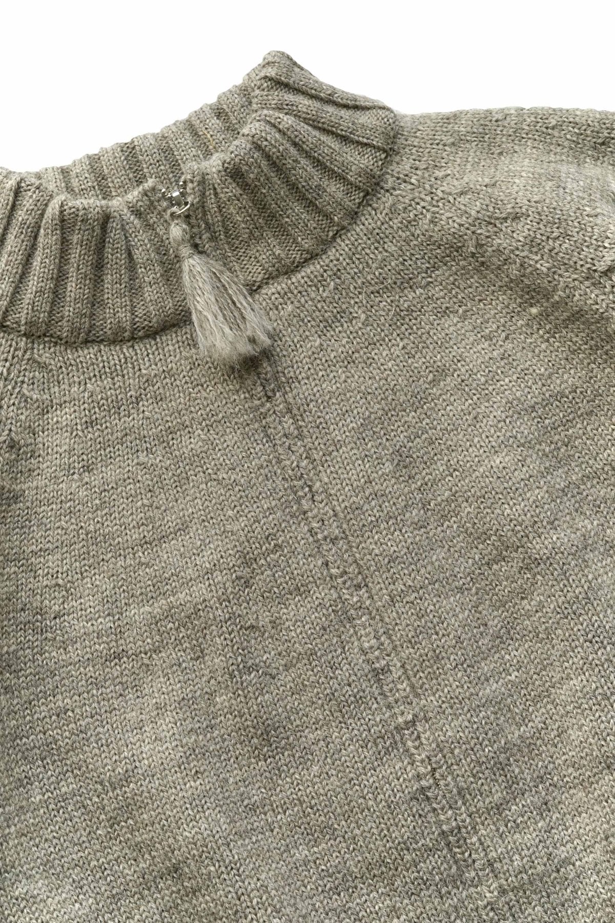 OLD JOE - TWEEDY YARN ZIP SWEATER - MINK