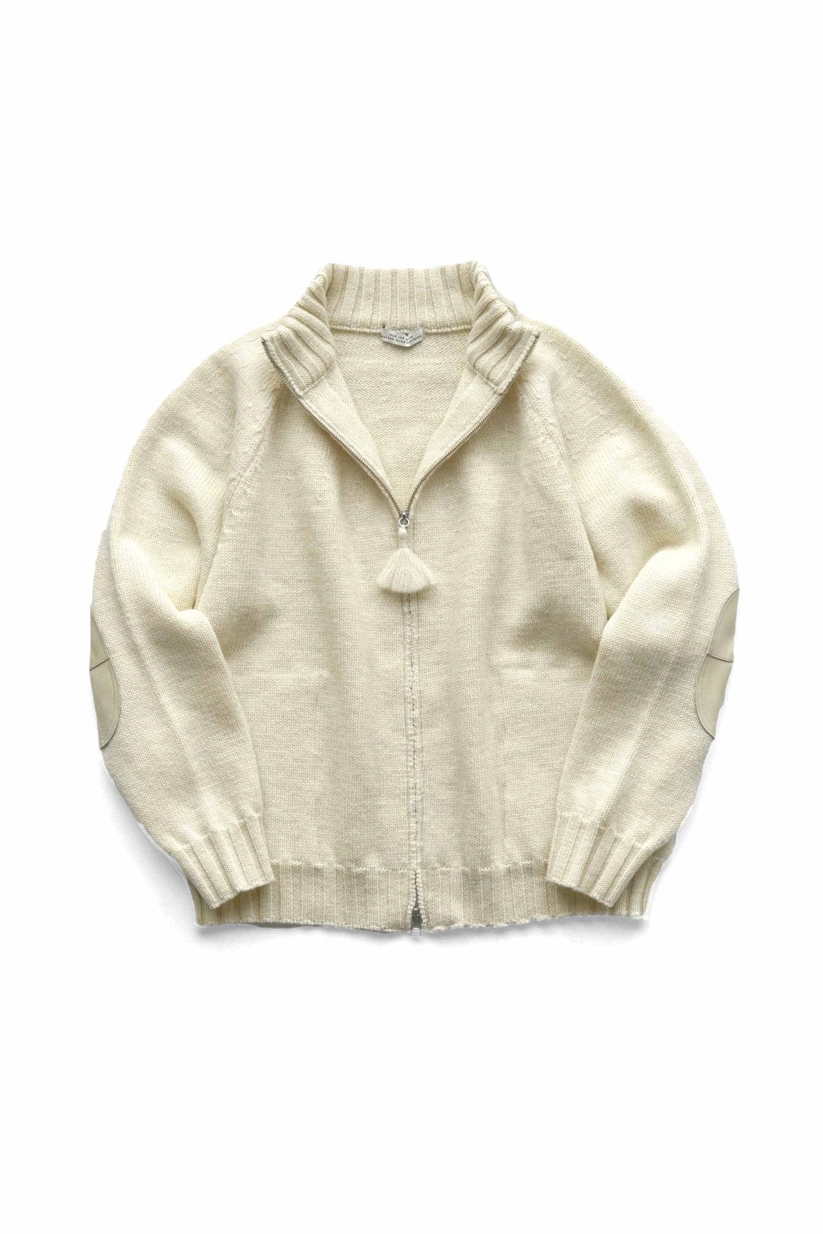 OLD JOE - TWEEDY YARN ZIP SWEATER - NATURAL