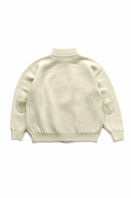 OLD JOE - TWEEDY YARN ZIP SWEATER - NATURAL