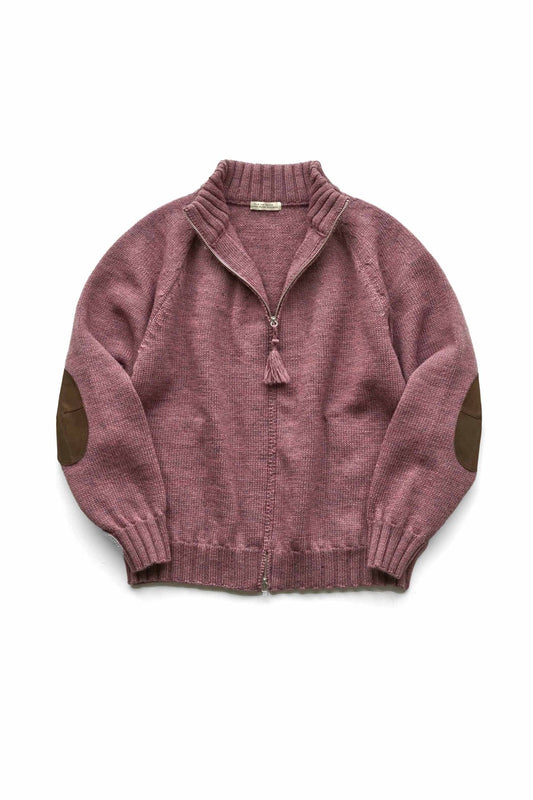 OLD JOE - TWEEDY YARN ZIP SWEATER - PLUM