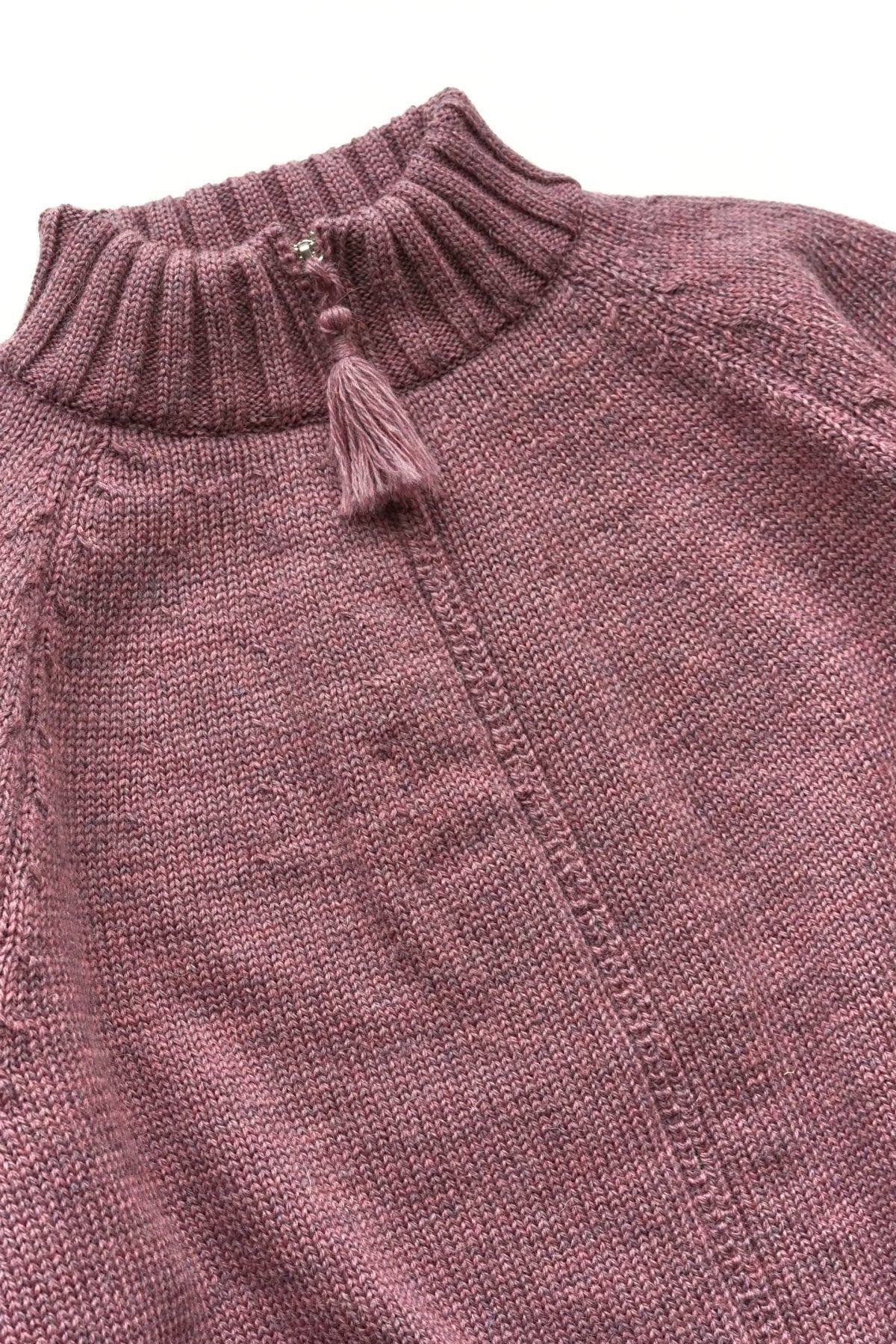 OLD JOE - TWEEDY YARN ZIP SWEATER - PLUM