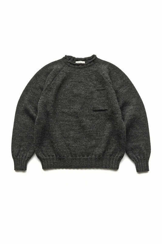 OLD JOE - TWEEDY YARN ROLL-NECK SWEATER - GRAPHITE