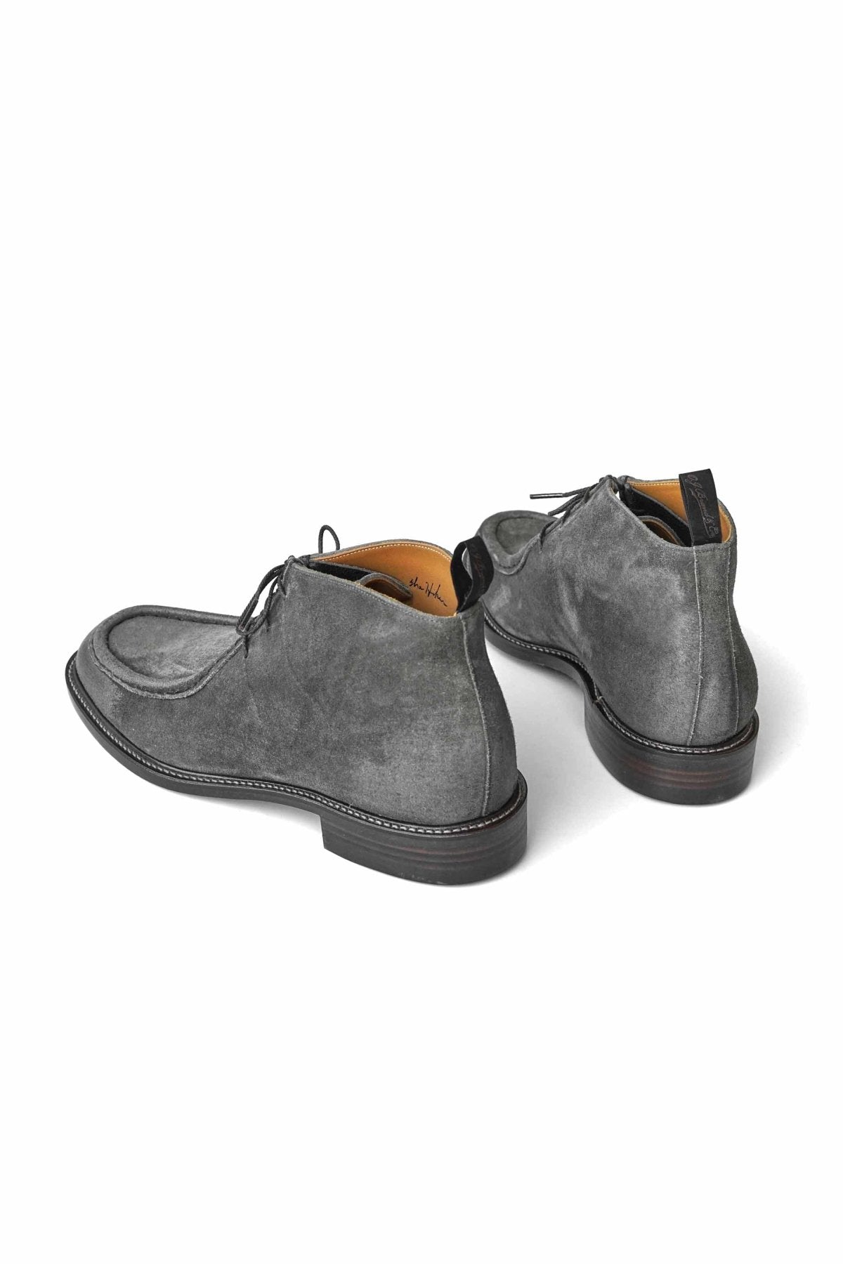 OLD JOE - "The Hiker" DISTRESSED LEATHER TYROLEAN BOOTS - PEWTER KUDU SUEDE