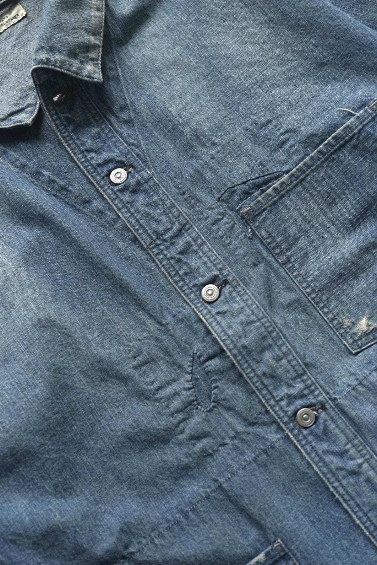 OLD JOE - CAMP COLLAR MOULDER JACKET(SCAR FACE) - INDIGO