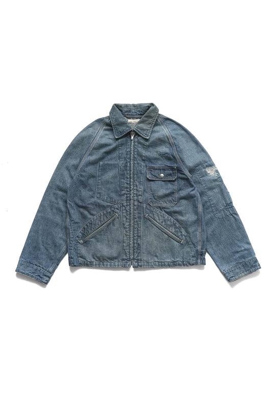 OLD JOE - ROLL-COLLAR ZIP JACKET (SCAR FACE) - INDIGO