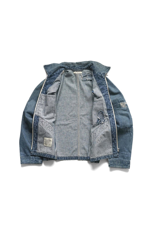 OLD JOE - ROLL-COLLAR ZIP JACKET (SCAR FACE) - INDIGO