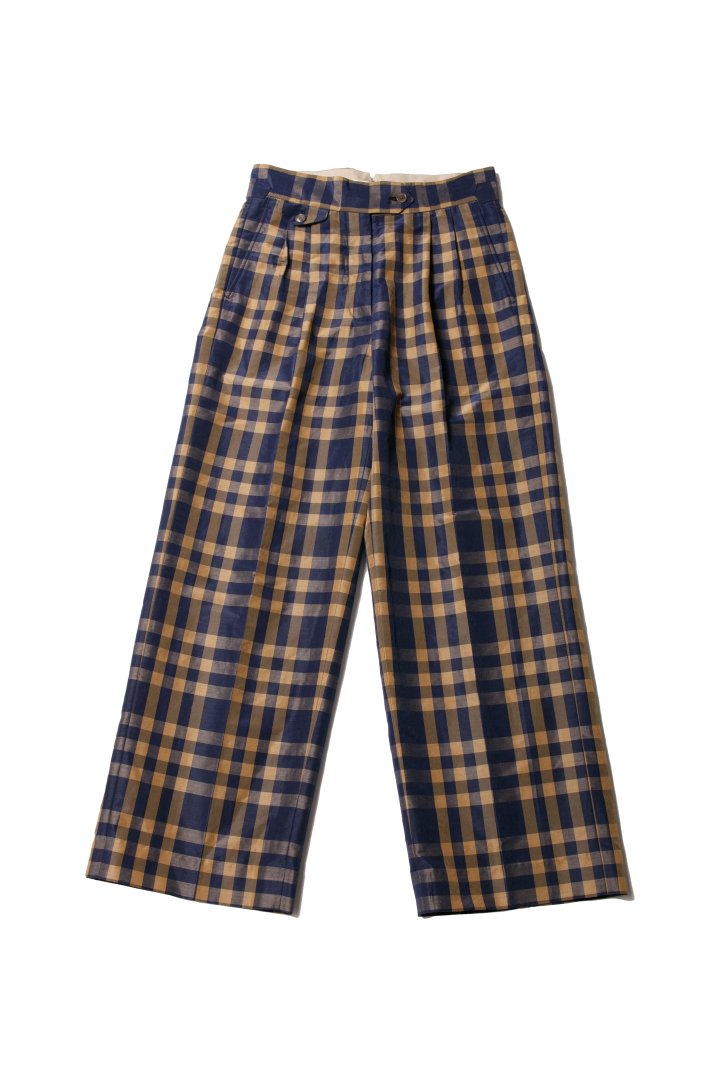 WRYHT - KNOTTED BACK PLEATED TROUSER - PLAID