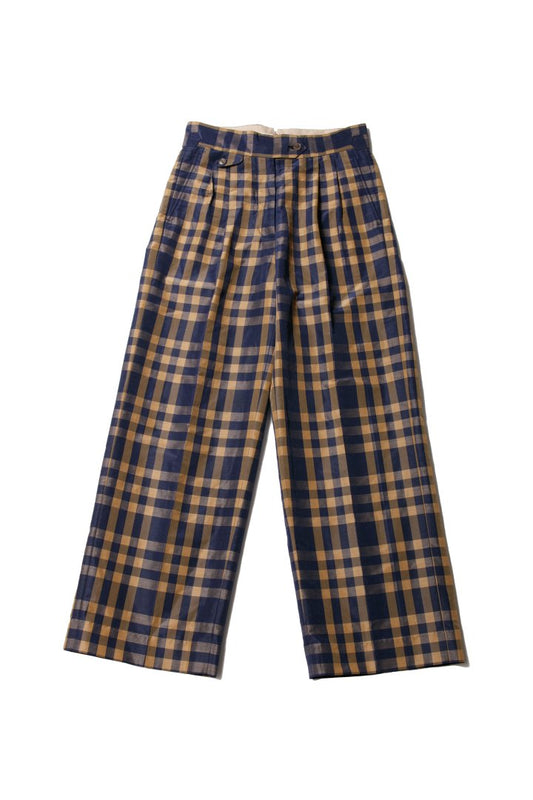 WRYHT - KNOTTED BACK PLEATED TROUSER - PLAID