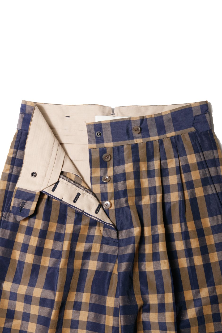 WRYHT - KNOTTED BACK PLEATED TROUSER - PLAID