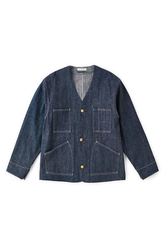 OLD JOE - COLLAR-LESS SNUGGER JACKET - INDIGO