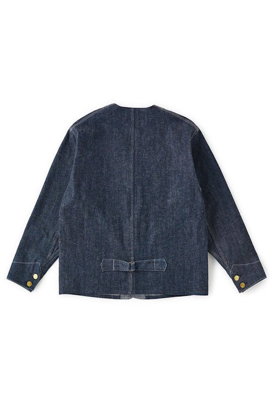 OLD JOE - COLLAR-LESS SNUGGER JACKET - INDIGO