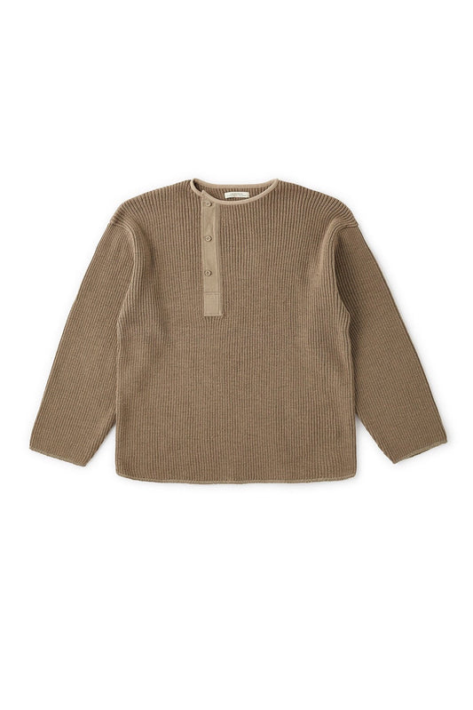 OLD JOE - ASYMMETRY FRONT HENLY SWEATER - DUNE