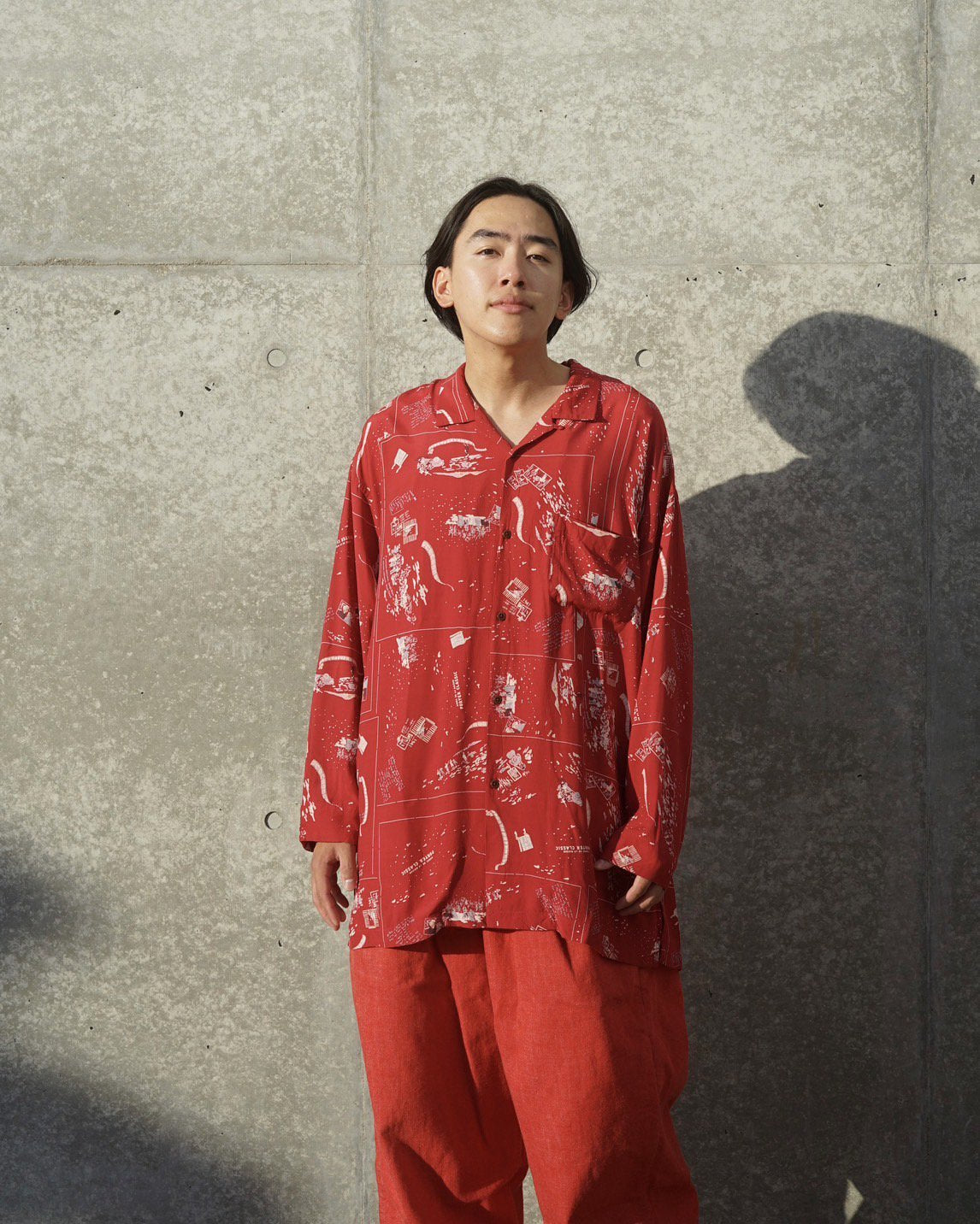 Porter Classic - ALOHA LONG SHIRT FRENCH FILM  - RED