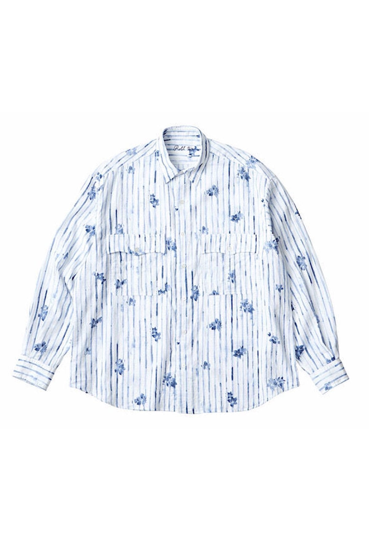 Porter Classic - ROLL UP 水彩 STRIPE SHIRT - BLUE