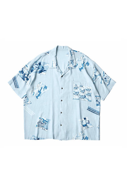 Porter Classic - ALOHA SHIRT 阿波踊り(with TENUGUI & UCHIWA) - BLUE