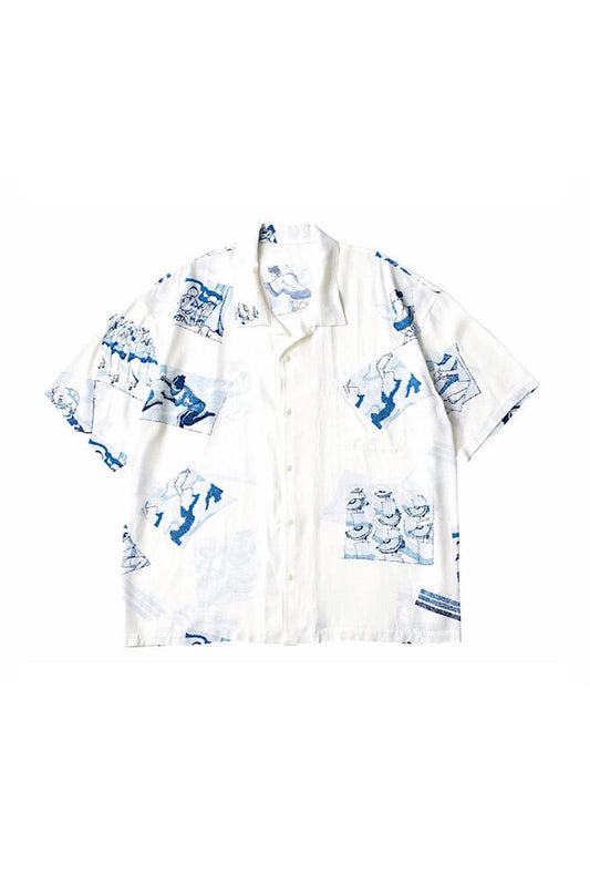 Porter Classic - ALOHA SHIRT 阿波踊り(with TENUGUI & UCHIWA) - WHITE