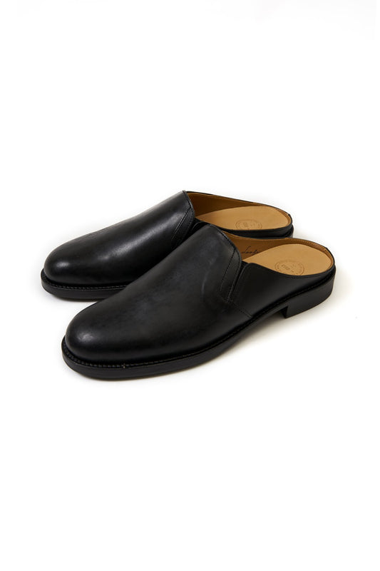 OLD JOE - "THE LOAFER" STUNNING LEATHER MULES - BLACK HORSE BUTT