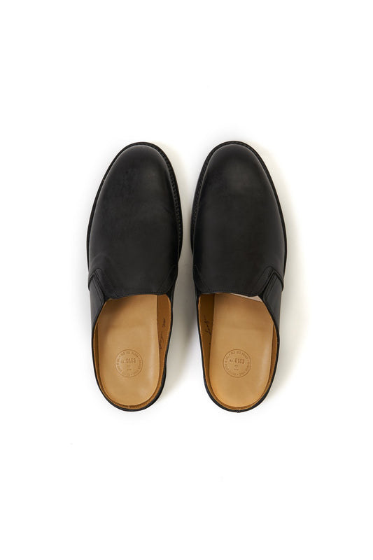 OLD JOE - "THE LOAFER" STUNNING LEATHER MULES - BLACK HORSE BUTT