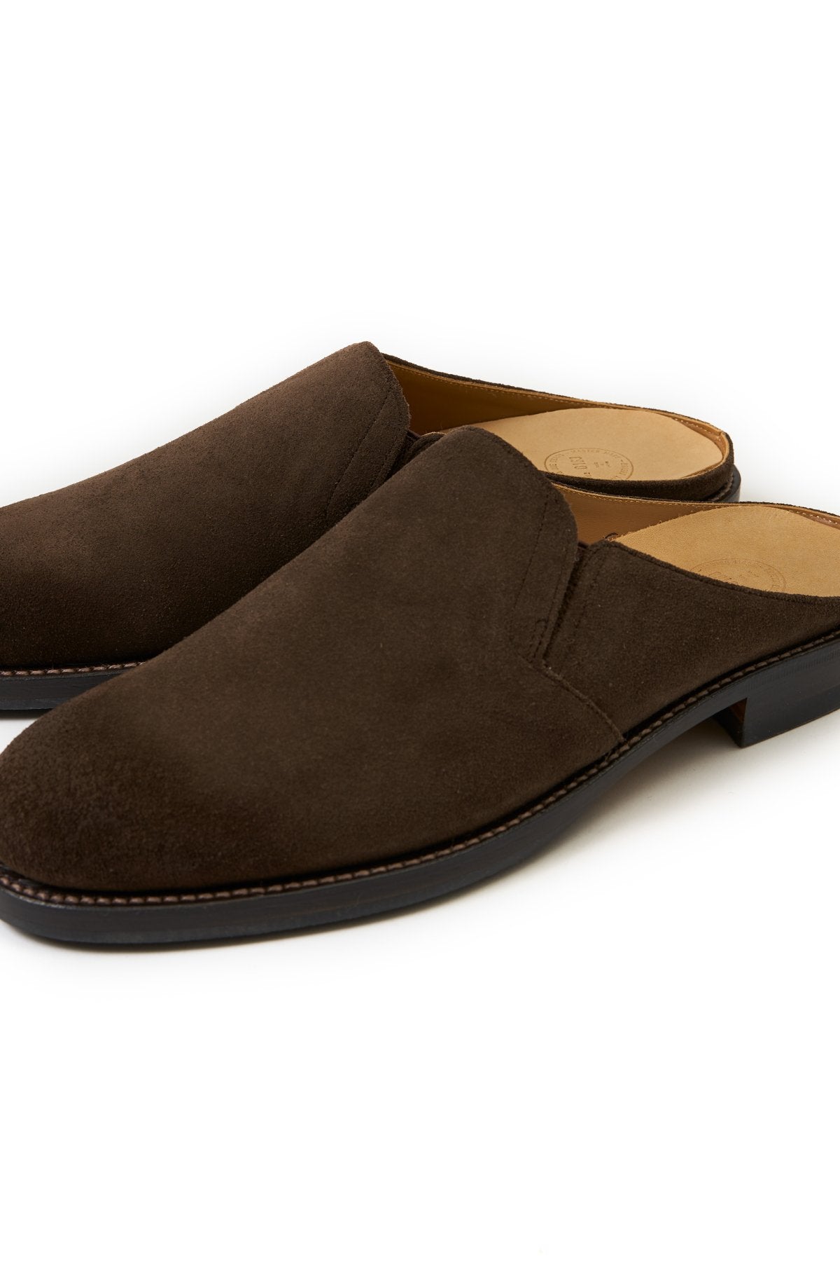 OLD JOE - "THE LOAFER" STUNNING LEATHER MULES - COGNAC COW SUEDE