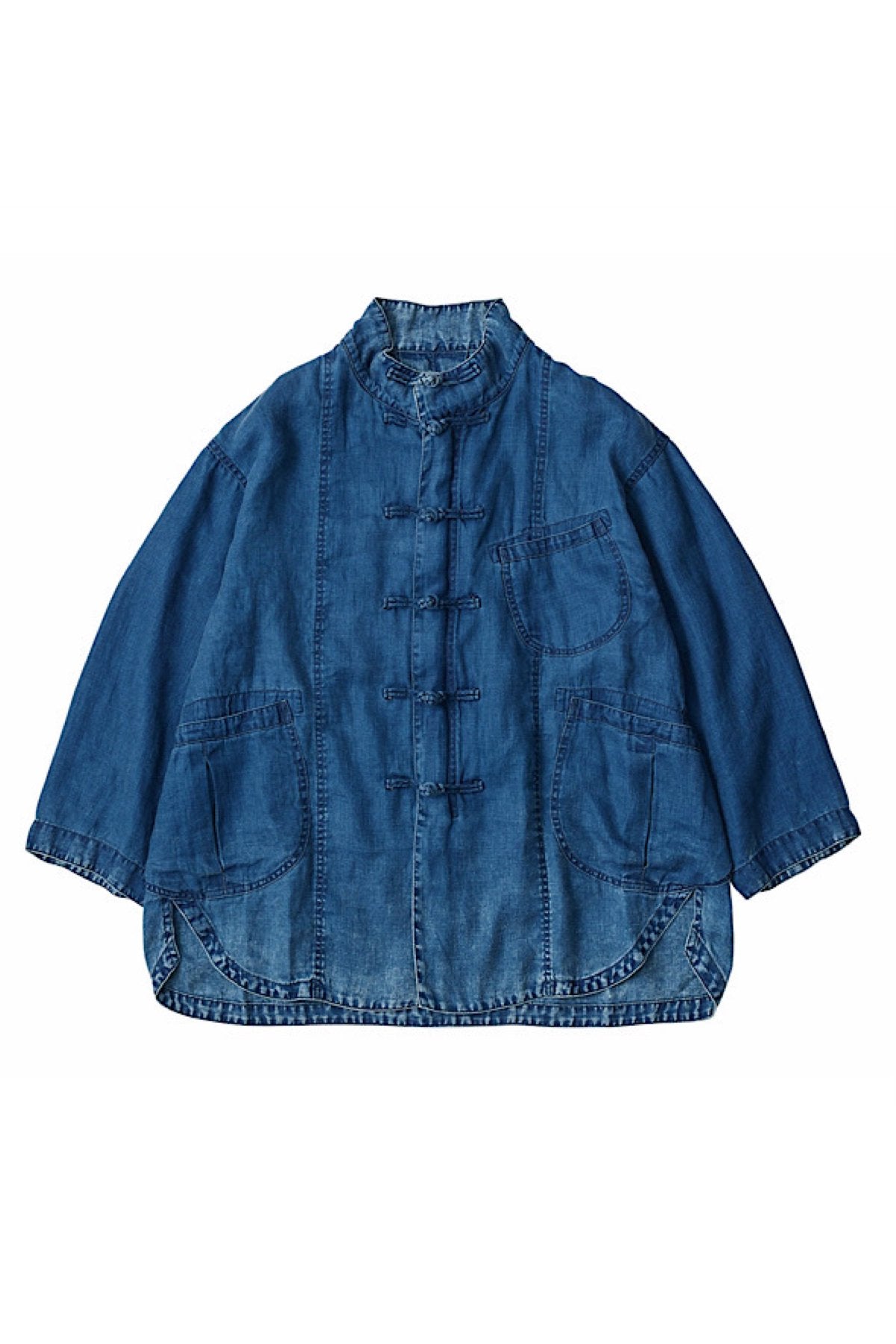 Porter Classic - INDIGO LINEN CHINESE JACKET - INDIGO