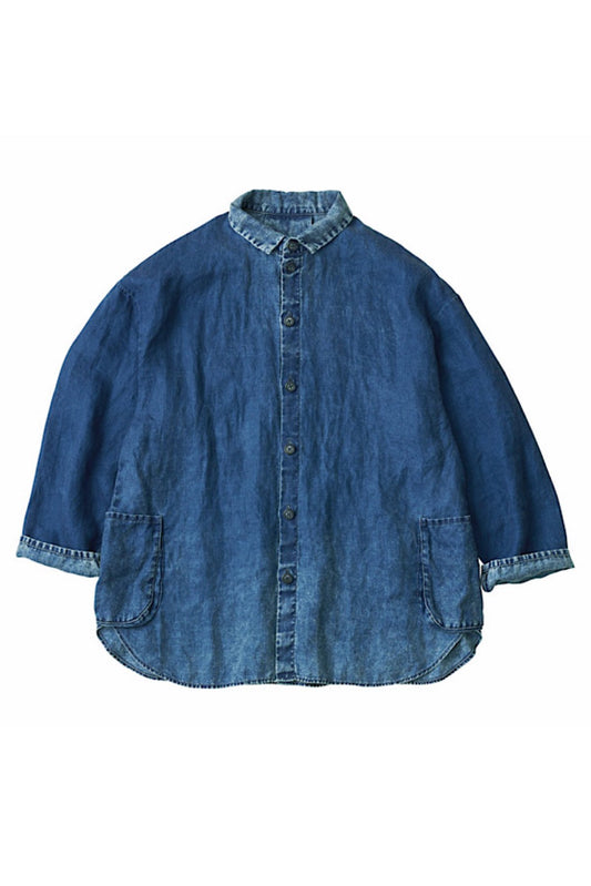 Porter Classic - INDIGO LINEN SHIRT JACKET - INDIGO