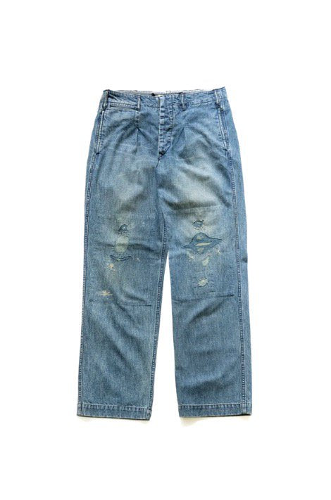 OLD JOE - PLEATED LIBERTY TROUSER (SCAR FACE) - FADE INDIGO