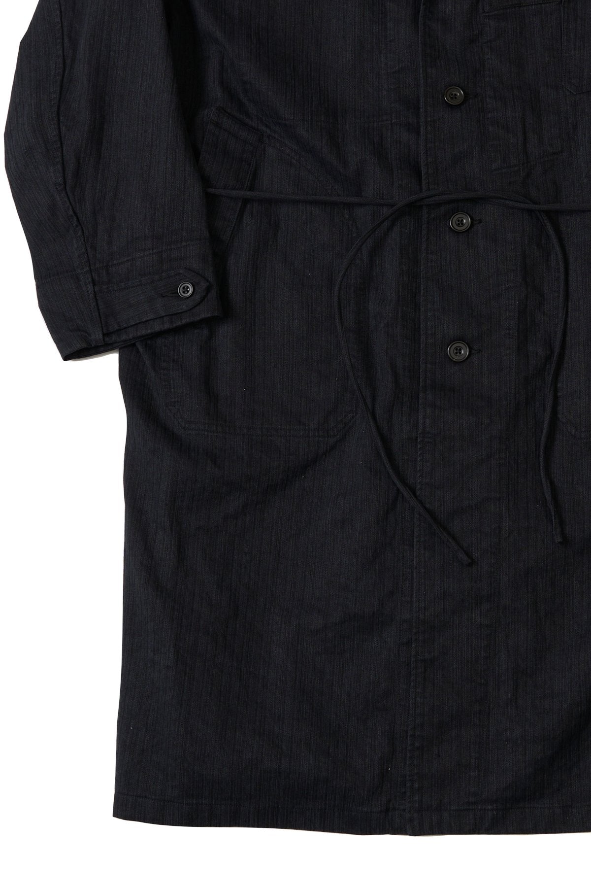 OLD JOE - ROPED WAIST ATELIER COAT - BLACK