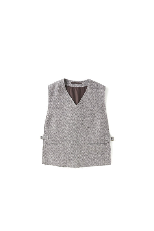 ○OLD JOE - SLIT - SIDE GENTS VEST - FANCY HERRJNGBONE(LIGHT GREY)