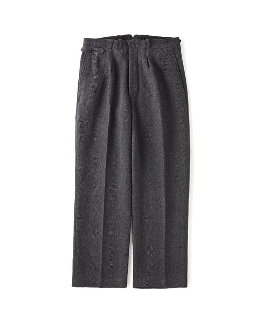 ○OLD JOE - DOUBLE - PLEATED DRAPE TROUSER - IRREGULAR HERRINGBONE(DARK GREY)