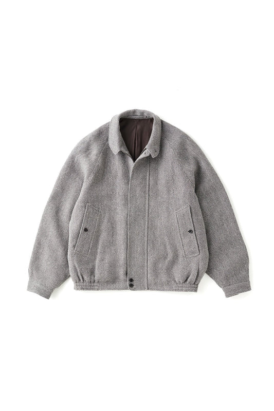 ●OLD JOE - ROUND-COLLAR MOTORING JACKET - FANCY HERRINGBONE