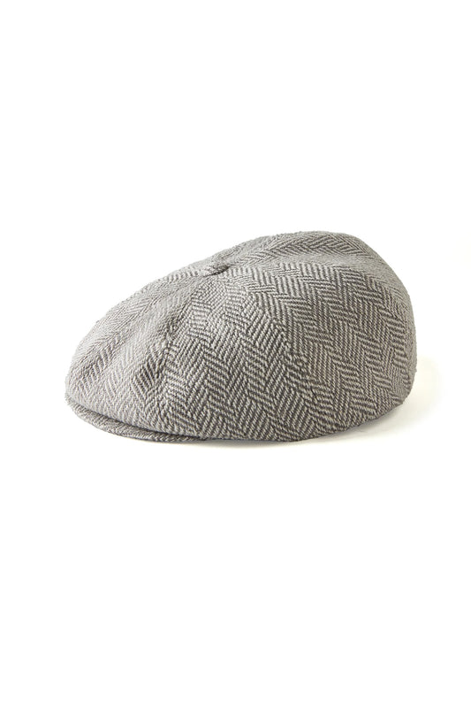 ○OLD JOE - SUMMER TWEED PEAKED CAP - FANCY HERRINGBONE(LIGHT GREY)