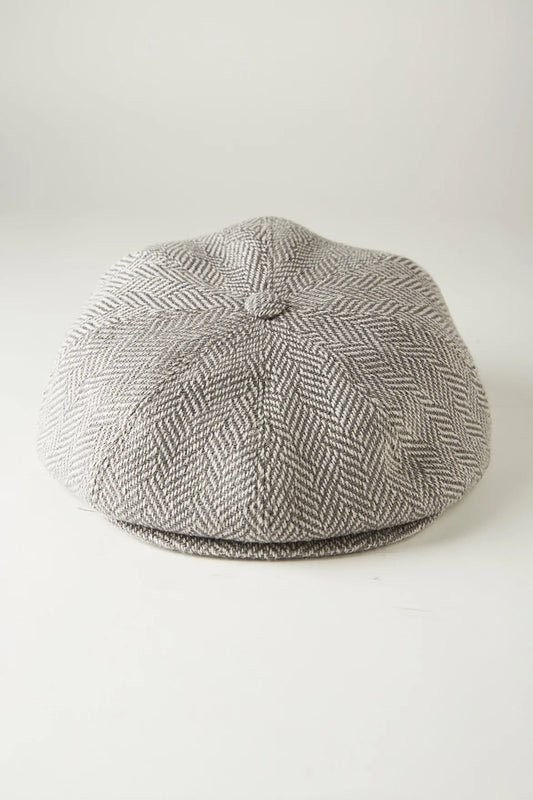 ○OLD JOE - SUMMER TWEED PEAKED CAP - FANCY HERRINGBONE(LIGHT GREY)